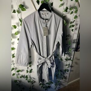 Everlane Cotton Weave Collarless Shirt Dress